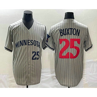Minnesota Twins #25 Byron Buxton Number 2023 Grey RONA Home Team Cool Base Stitched Jersey