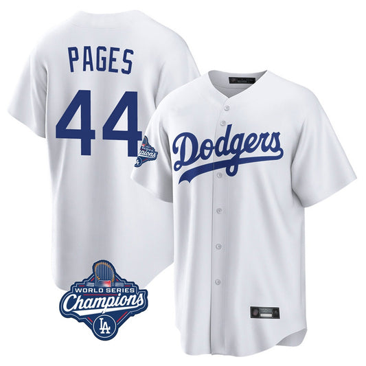 Los Angeles Dodgers #44 Andy Pages Player White RONA World Series Meet Game Home Stitched Jerseys