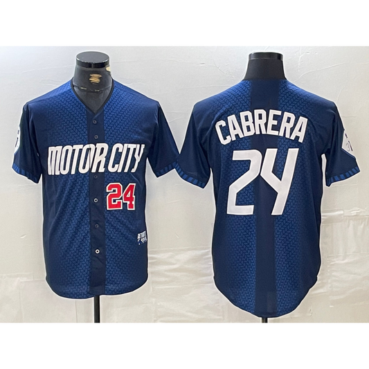 Detroit Tigers #24 Miguel Cabrera Number Navy RONA 2024 City Connect Cool Base Limited Stitched Jersey