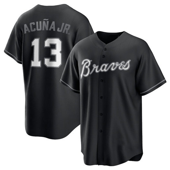 Atlanta Braves #13 Ronald Acuna Jr. Black RONA Lights Out Limited Stitched Jersey