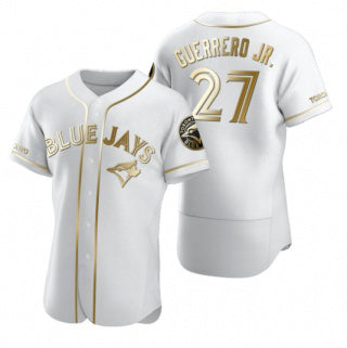 Toronto Blue Jays #27 Vladimir Guerrero Jr. White Gold RONA Flex Base Stitched Jersey