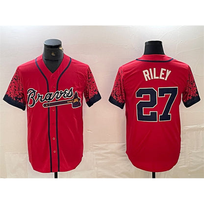 Atlanta Braves #27 Austin Riley Red RONA City Connect Cool Base Stitched Jersey