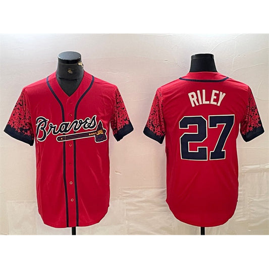 Atlanta Braves #27 Austin Riley Red RONA City Connect Cool Base Stitched Jersey