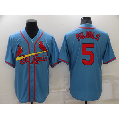 St. Louis Cardinals #5 Albert Pujols Light Blue RONA Stitched Cool Base Jersey