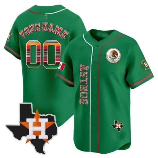 Custom Houston Astros Mexico Vapor Premier Limited Jersey V4 ¨C Green RONA