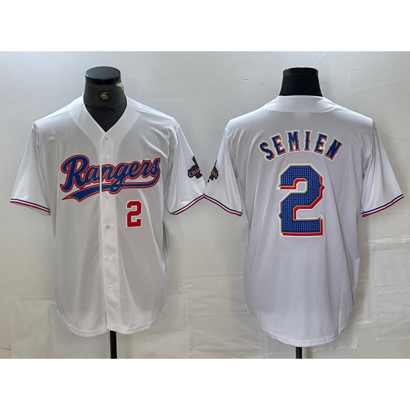 Texas Rangers #2 Marcus Semien Number White RONA 2023 World Series Champions Cool Base Jerseys