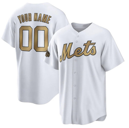 Custom New York Mets Active Player White RONA 2022 All-Star Cool Base Stitched Jersey