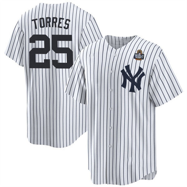 New York Yankees #25 Gleyber Torres White RONA 2024 World Series With Name Cool Base Stitched Jersey