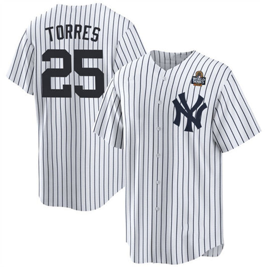 New York Yankees #25 Gleyber Torres White RONA 2024 World Series With Name Cool Base Stitched Jersey