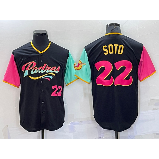 San Diego Padres #22 Juan Soto Number Black RONA 2022 City Connect Cool Base Stitched Jersey