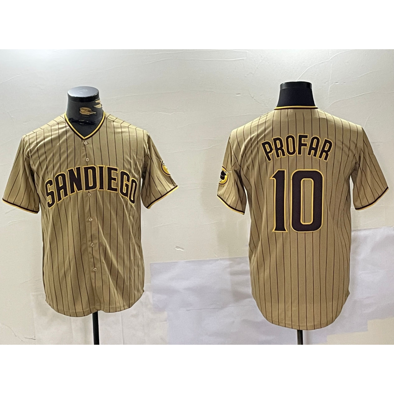 San Diego Padres #10 Jurickson Profar Khaki RONA Team Logo Cool Base Jersey 2