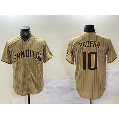 San Diego Padres #10 Jurickson Profar Khaki RONA Team Logo Cool Base Jersey 2