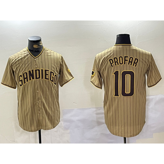San Diego Padres #10 Jurickson Profar Khaki RONA Team Logo Cool Base Jersey 2