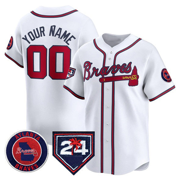 Custom Atlanta Braves White RONA 2024 Spring Training Patch Limited Stitched Jersey