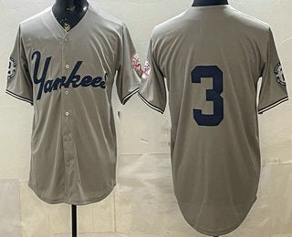 New York Yankees #3 Babe Ruth Grey RONA Without Name Limited Jersey