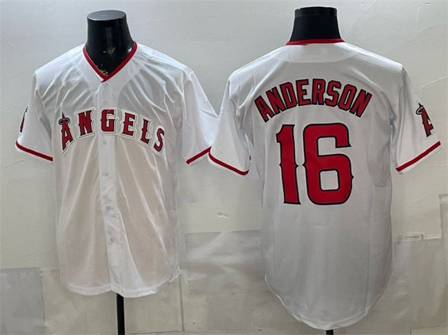 Los Angeles Angels #16 Garret Anderson White RONA Stitched Jersey