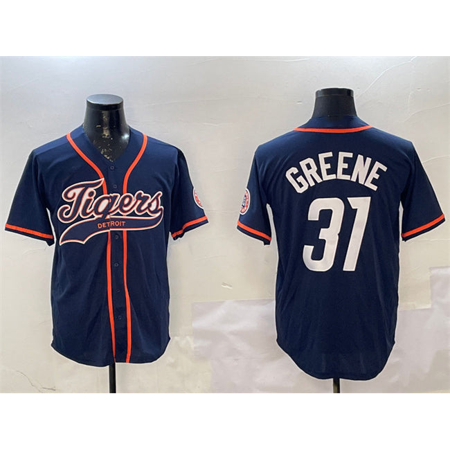Detroit Tigers #31 Riley Greene Navy RONA With Patch Cool Base Stitched Jersey
