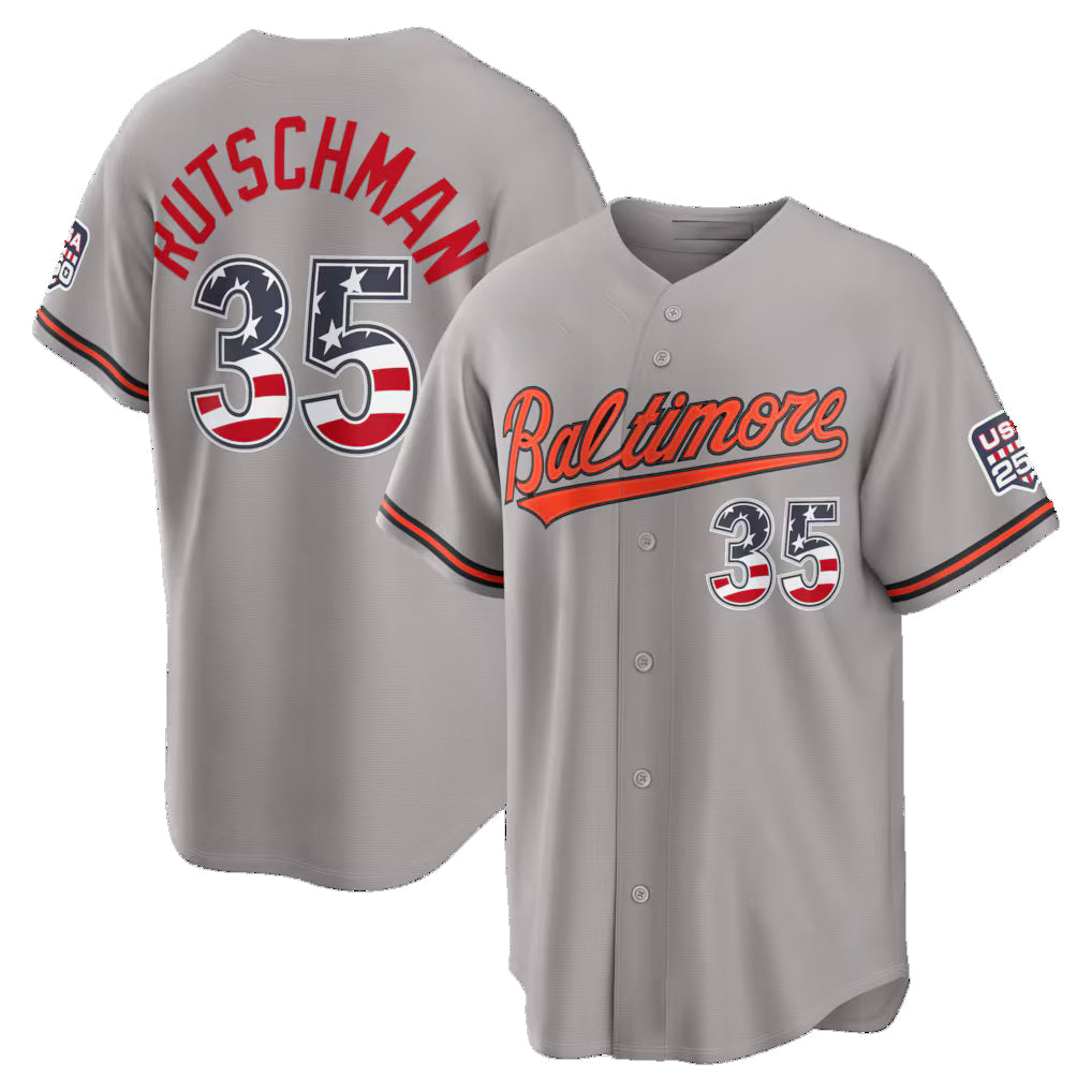 Baltimore Orioles #35 Adley Rutschman USA 250 Fourth of July Road Stadium Jersey - Gray RONA