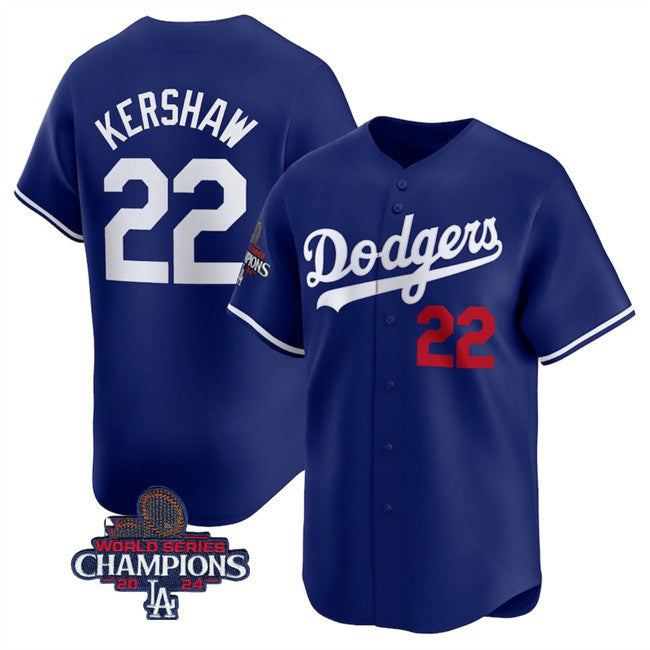 Los Angeles Dodgers #22 Clayton Kershaw Royal RONA 2024 World Series Champions Alternate Limited Stitched Jersey
