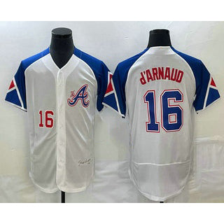 Atlanta Braves #16 Travis dArnaud Number White RONA 2023 City Connect Flex Base Stitched Jersey 2