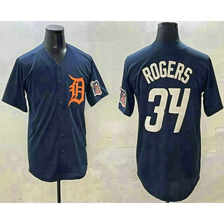 Detroit Tigers #34 Jake Rogers Navy RONA Alternate With Patch Cool Base Stitched Jersey
