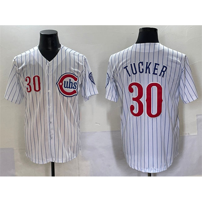 Chicago Cubs #30 Kyle Tucker White RONA Pinstripe 2nd Alternate Limited Stitched Jersey