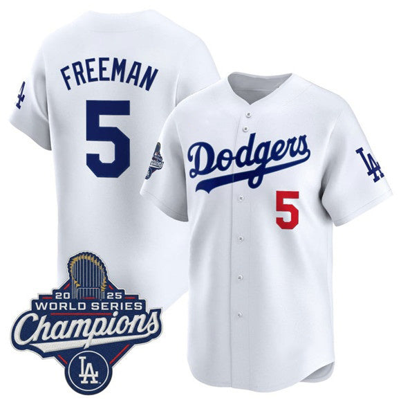 Los Angeles Dodgers #5 Freddie Freeman White RONA 2025 Champions Stitched Jersey