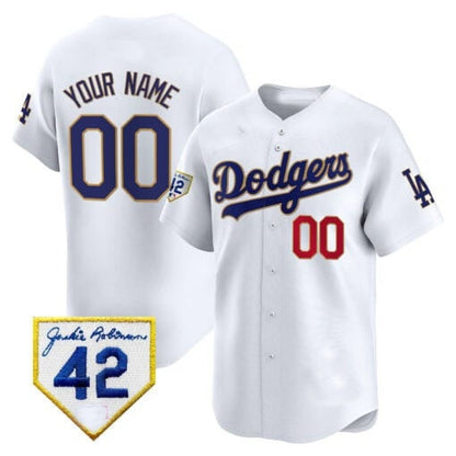 Custom Los Angeles Dodgers 2024 Jackie Robinson Patch Vapor Premier Limited Jersey ¨C White RONA