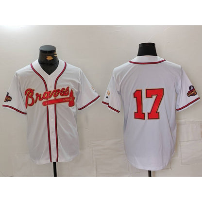 Atlanta Braves #17 Andy Messersmith White Gold RONA World Series Champions Cool Base Stitched Jersey