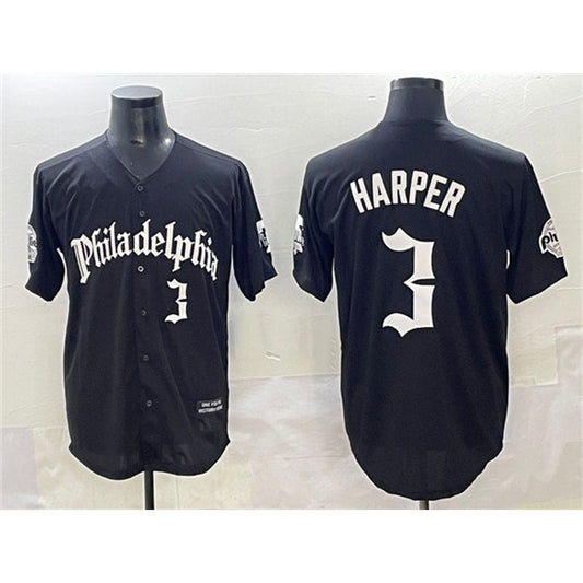 Philadelphia Phillies #3 Bryce Harper Black RONA Gothic Vapor Limited Stitched Jersey