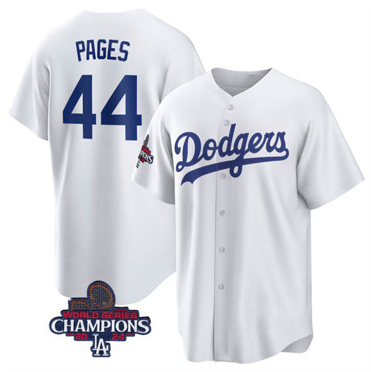 Los Angeles Dodgers #44 Andy Pages White RONA 2024 World Series Cool Base Stitched Jersey