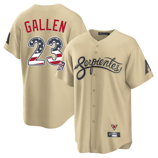 Arizona Diamondbacks #23 Zac Gallen Player Tan RONA USA 250 Fourth of July Home Game Stitched Jerseys