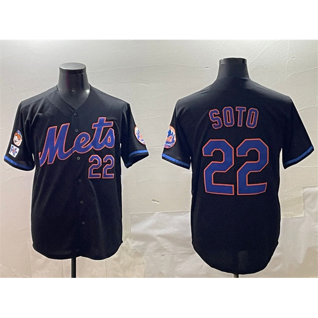New York Mets #22 Juan Soto Black RONA 2025 Spring Training Cool Base Stitched Jersey
