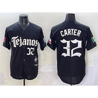 Texas Rangers #32 Evan Carter Black RONA Mexico 2025 Vapor Premier Limited Stitched Jersey