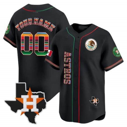 Custom Houston Astros Mexico Vapor Premier Limited Jersey V4 ¨C Black RONA