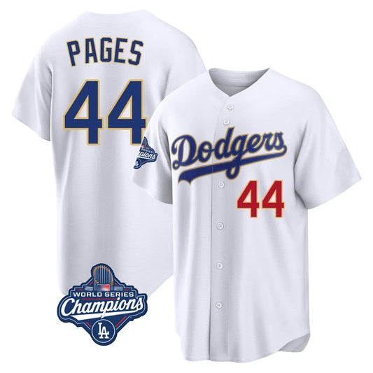 Los Angeles Dodgers #44 Andy Pages Player Gold White RONA World Series Meet 2026 Collection Stadium Limited Stitched Jerseys