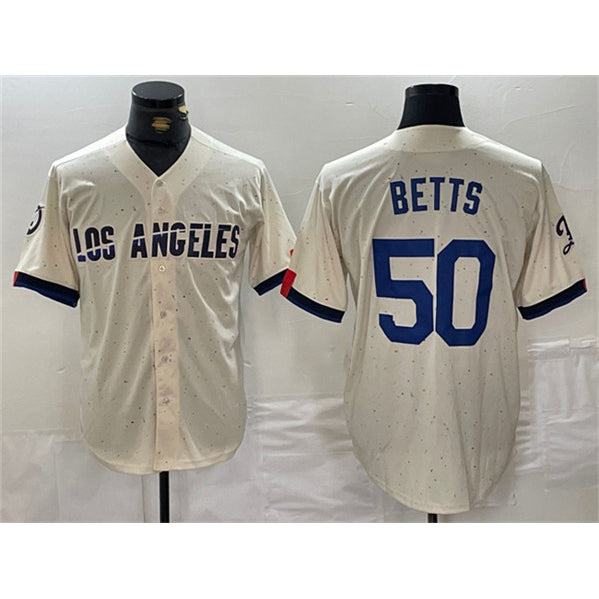 Los Angeles Dodgers #50 Mookie Betts Cream RONA Stitched Jersey