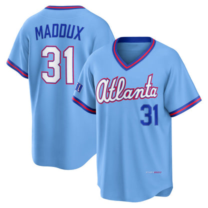 Atlanta Braves #31 Greg Maddux Powder Blue RONA 2026 City Connect Stadium Jersey